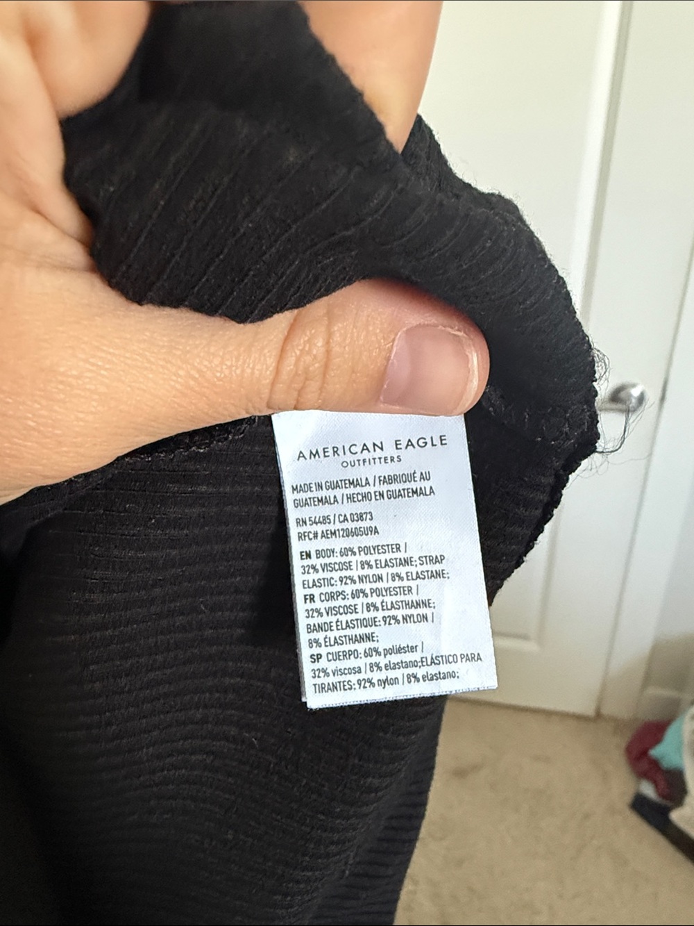 American Eagle Women's Black Ribbed Lace-Up Cami Top - Picture 5 of 5